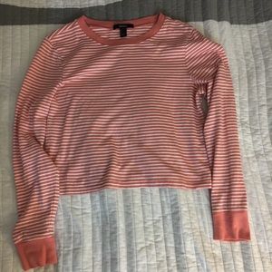 Long sleeve cropped pink striped tee